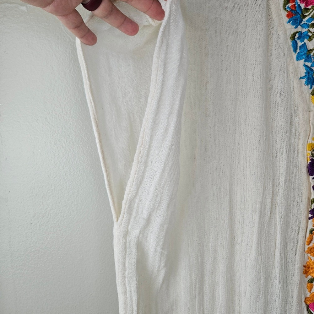 Jen's Pirate Booty Gauze Embroidered Kaftan Sz XS/S Ivory Multi Maxi Dress - Picture 8 of 12